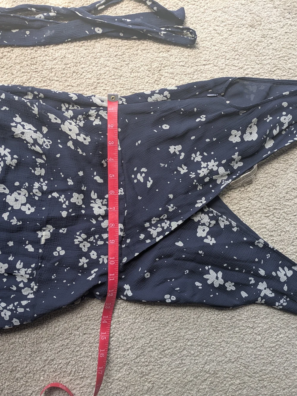 Burberry Brit Silk Navy Floral V-Neck Midi Dress Wedding Guest Brunch Summer - Picture 9 of 14